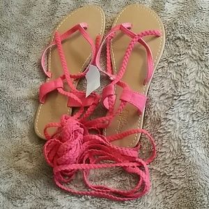 Charlotte Russe Pink lace up sandals Size 7